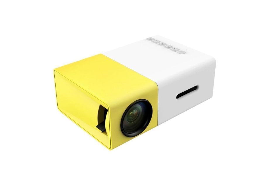 Mini videoproiector portabil cititor stick USB card microSD galben